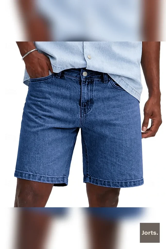 Street Essential Mens Denim Cropped Loose Fit Jorts